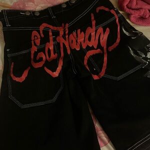 Ed Hardy Black and Red jorts